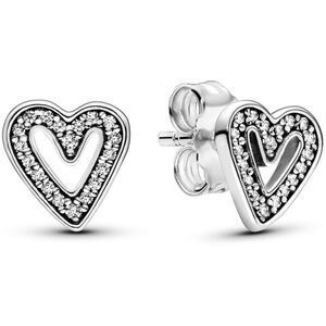 Pandora Sparkling Freehand Heart Stud Earrings